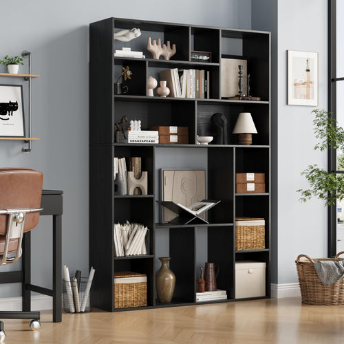 6-Shelf Open Bookcase, 71" H Freestanding Display Storage