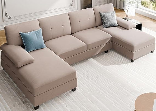 U-Shaped Sectional Sofa with Double Chaise – 4-Seat Living Room Couch