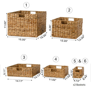 Woven Hyacinth Storage Basket Set of 10