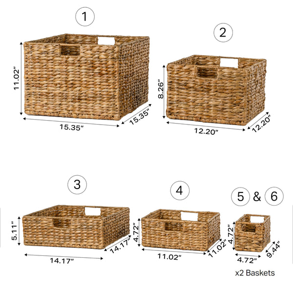 Woven Hyacinth Storage Basket Set of 10