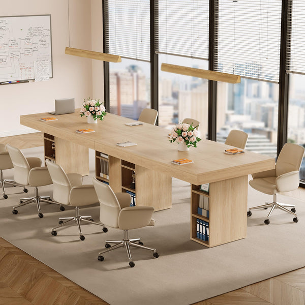 Executive Desk with Cabinet Storage & Metal Frame