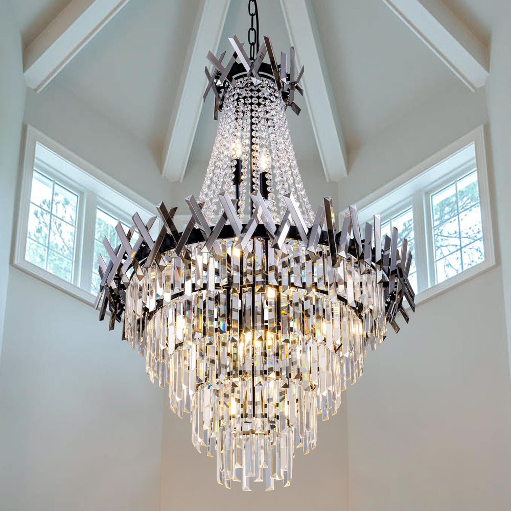 Black Crystal Chandelier – French Empire Style, 31 Inch