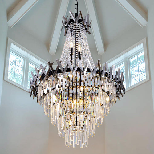 Black Crystal Chandelier – French Empire Style, 31 Inch