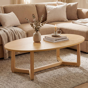 Oval Coffee Table – Low Profile Wood Accent Table