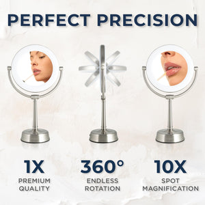 LED Lighted Makeup Mirror with Magnification & Dimmer