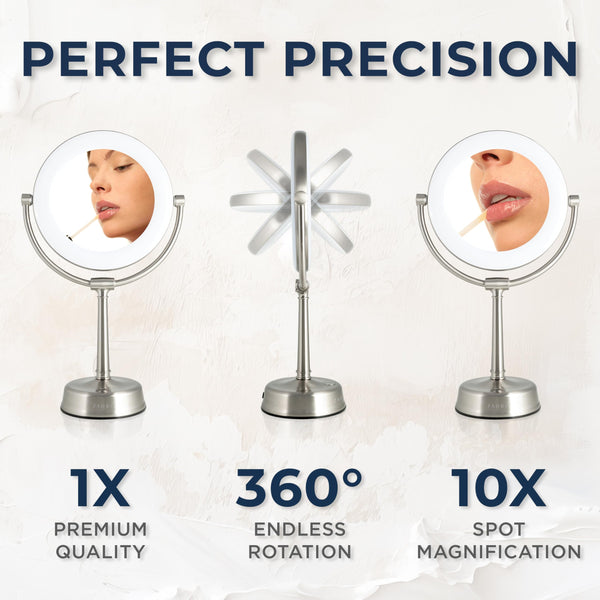 LED Lighted Makeup Mirror with Magnification & Dimmer