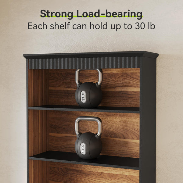 72-Inch Tall Narrow Bookshelf with 2 Drawers, 5-Tier Floor Standing Bookcase