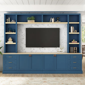 4-Piece Entertainment Center Wall Unit with TV Stand & Bookshelves