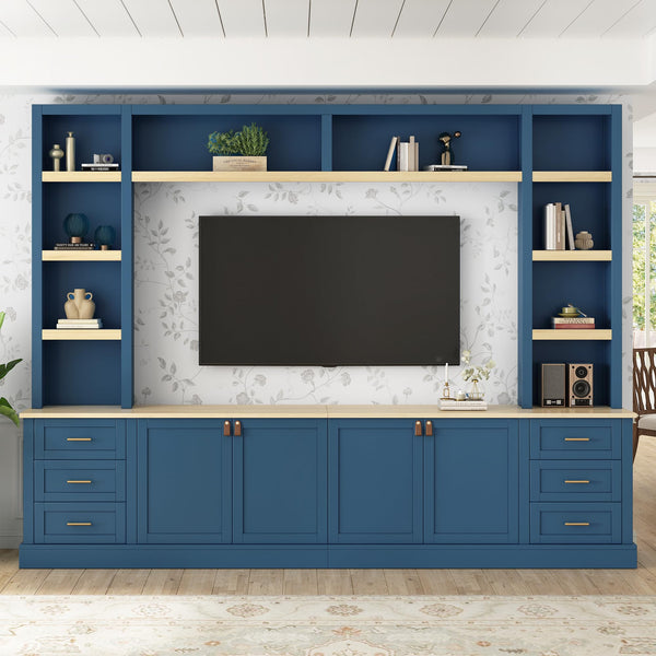 4-Piece Entertainment Center Wall Unit with TV Stand & Bookshelves