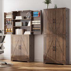 Farmhouse Kitchen Pantry Cabinet with Barn Door