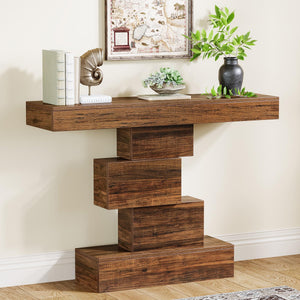 Farmhouse Console Table with Geometric Base, 42.5"