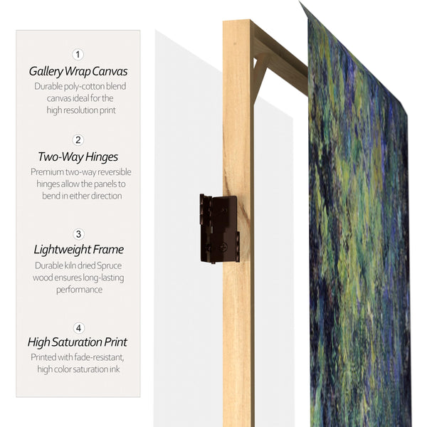 4-Panel Canvas Room Divider with Monet Art Print