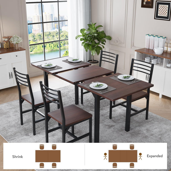 Extendable Dining Table Set with 4 Chairs for 4–6 People