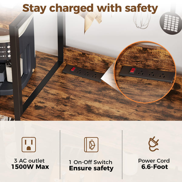 Baker's Rack with Power Outlet & Coffee Bar Cabinet