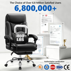 Big and Tall Office Chair 400lbs with Memory Foam Seat and Footrest