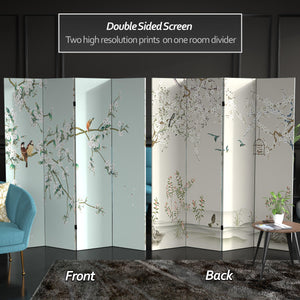 4-Panel Double-Sided Canvas Room Divider – 6 ft Tall Folding Privacy Screen