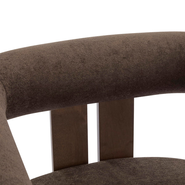 Velvet Accent Chair with Curved Backrest & Wooden Legs