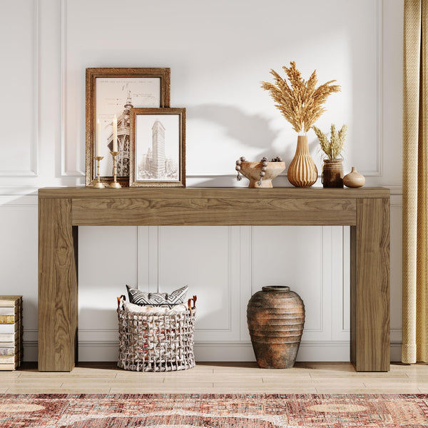 59-Inch Farmhouse Console Sofa Table with Vertical Slat Legs