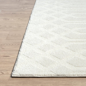 Cream Geometric Diamond Area Rug