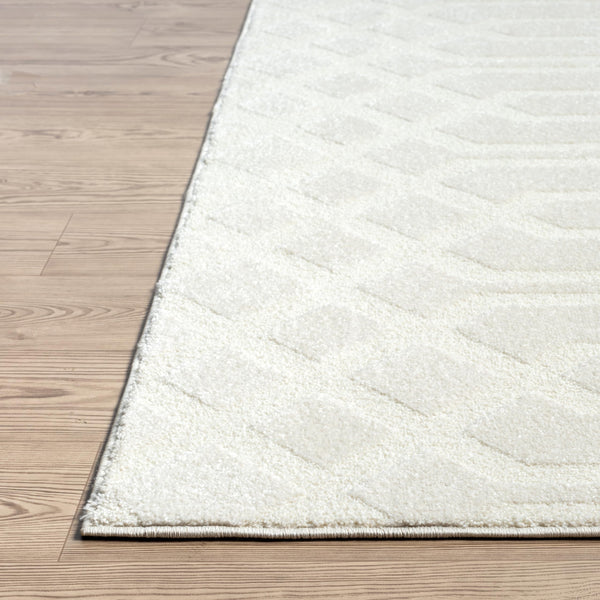 Cream Geometric Diamond Area Rug