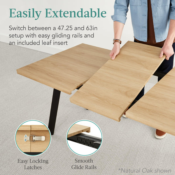 Extendable Dining Table 47–63 Inch