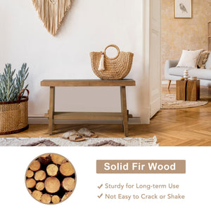 Solid Wood Entryway Bench – Farmhouse Rustic Bench Seat