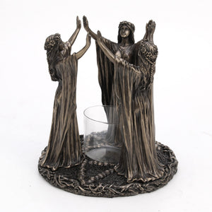 Triple Goddess Cold Cast Bronze Resin Candle Holder