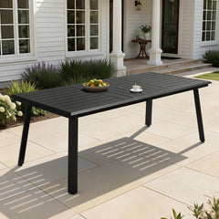 Outdoor Dining Table for 8 – Aluminum Patio Table with Umbrella Hole