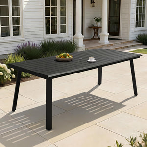 Outdoor Dining Table for 8 – Aluminum Patio Table with Umbrella Hole