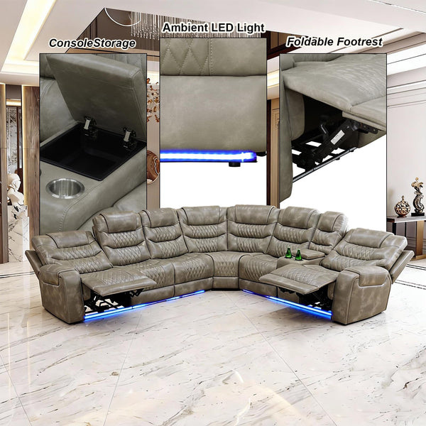 Power Reclining Sectional Sofa with USB Ports & Storage