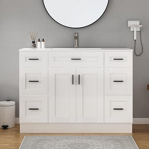 Bathroom Vanity Cabinet with Sink – Soft-Close Doors, Drawer & Metal Handles
