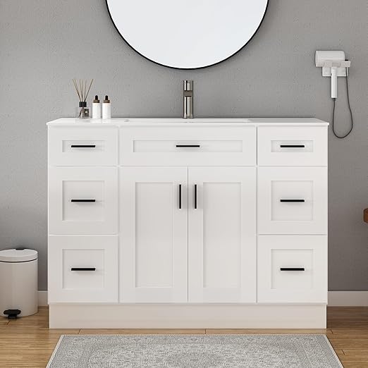 Bathroom Vanity Cabinet with Sink – Soft-Close Doors, Drawer & Metal Handles