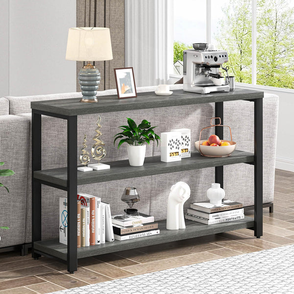47" Industrial Console Table with 3-Tier Storage Shelves