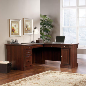 L-Shaped Executive Desk with File Cabinet & Keyboard Tray