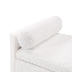 Boucle Storage Ottoman Bench with Pillows