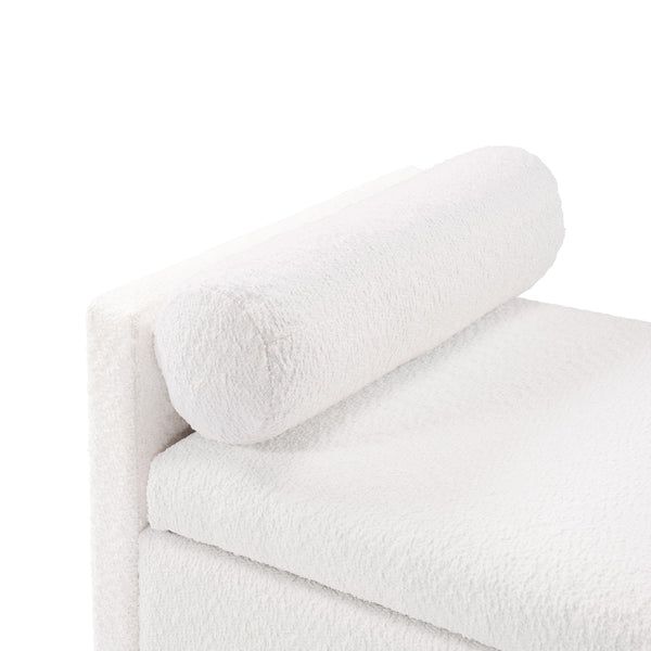 Boucle Storage Ottoman Bench with Pillows