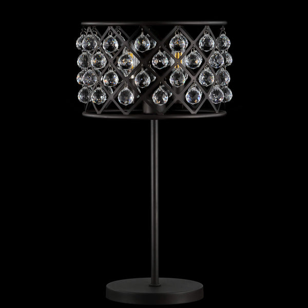 22.5" Oil Rubbed Bronze 2-Light Crystal and Iron Table Lamp