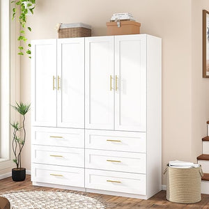 Wardrobe Closet with Hanging Rod and Drawers