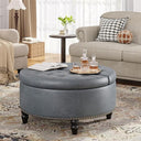 Round Storage Ottoman with Lift Top