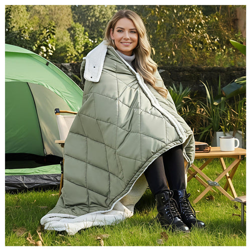Cordless Heated Wearable Blanket Hoodie with Detachable Hood