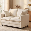 Compact Chenille Loveseat Sofa with Deep Seat & Detachable Cover