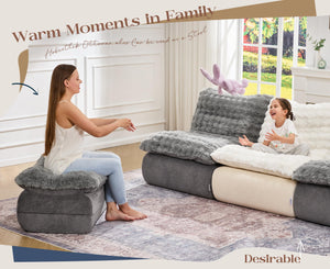 Floor Sofa Couch with Ottoman & Footrest