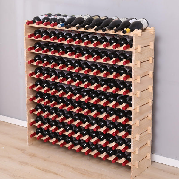 Pine Wood Freestanding Wine Rack