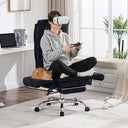Okeysen Office Chair with Flip Armrests, Big and Tall Office Chair with Foot Rest, Wide Reclining Desk Chair for Cross Legged Sitting & Pets, Executive Ergonomic Computer Gaming Chair with Pillow