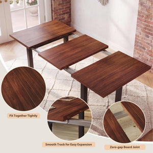 Extendable Dining Table Set with Curved Backrest Chairs