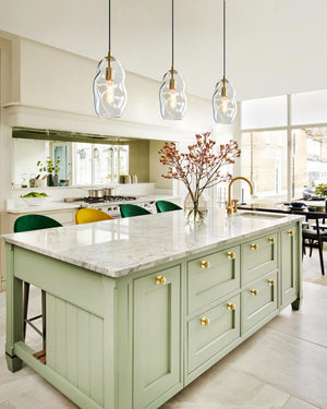 Hand Blown Art Glass Pendant Light – Modern Kitchen Island & Dining Room Fixture