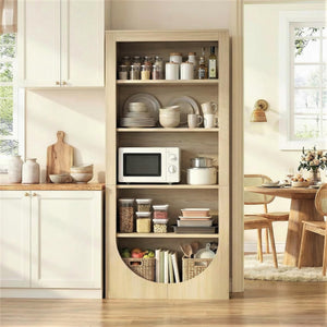 71" Tall Arched Bookcase – 5-Tier Open Wooden Bookshelf