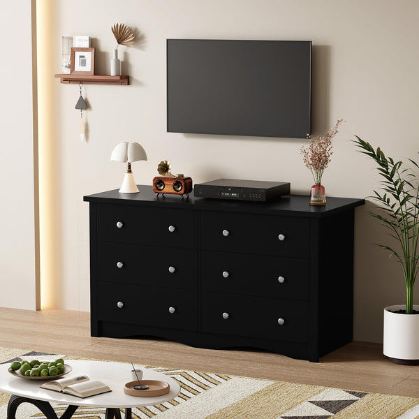 6-Drawer Wooden Dresser & TV Stand for Bedroom, Living Room