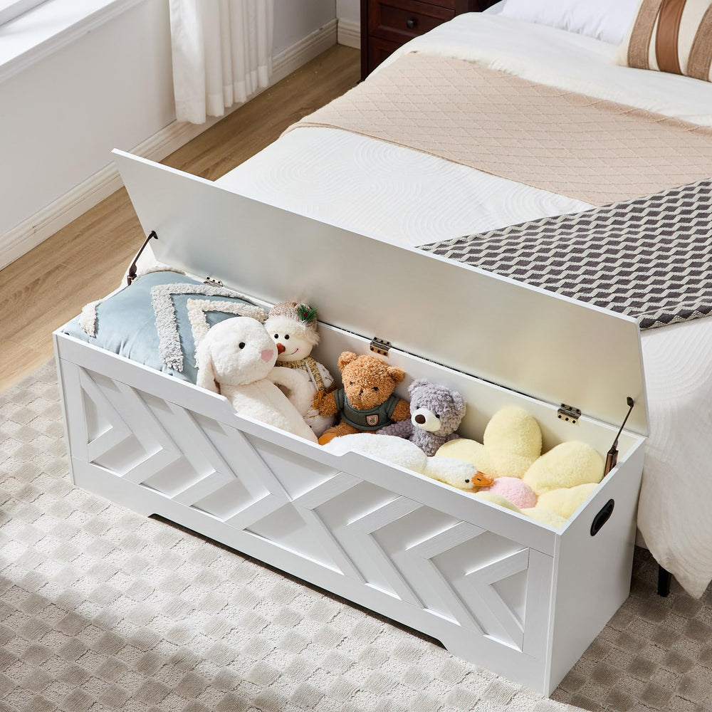 55-Inch Storage Bench with Safety Hinges
