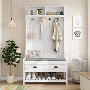 4-in-1 Hall Tree with Bench, Shoe Storage & Coat Rack